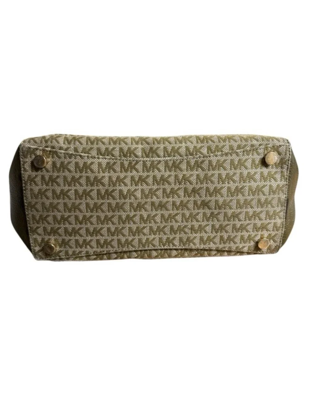Michael Kors MK Logo Tote Olive Green Shoulder Bag Large 14” - Picture 4 of 5